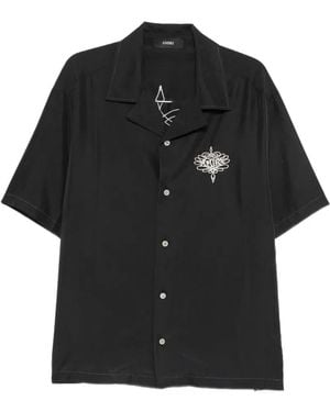 Amiri Logo-Embroidered Short-Sleeve Shirt - Black