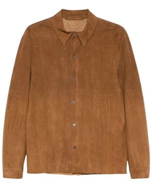 Salvatore Santoro Perforated Suede Shirt Jacket - Brown