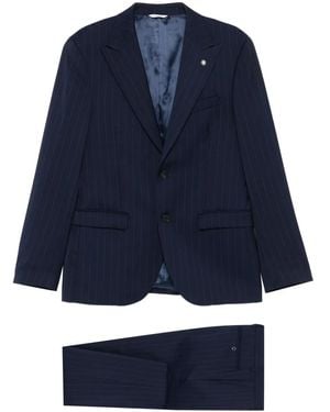 Manuel Ritz Pinstripe Single-Breasted Suit - Blue