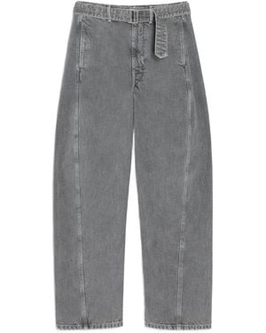 Lemaire Buckle-Closure Paneled Jeans - Gray