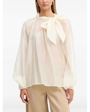 ViCOLO Bow-Detail Long-Sleeve Blouse - Natural