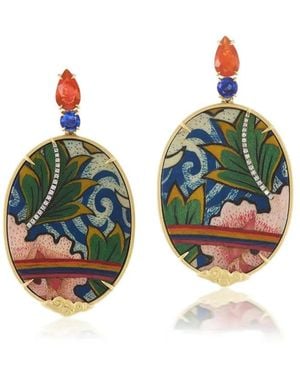 Silvia Furmanovich 18K Tibetan Marquetry Earrings - Metallic