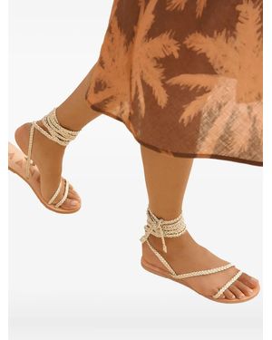 Manebí Braided Leather Lace-Up Sandals - Metallic