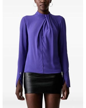 Patrizia Pepe Pleated High-Neck Blouse - Purple