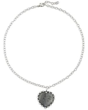 Poison Drop Lab Collar De Cadena Barbada Con Colgante De Corazón - Blanco