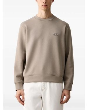 Emporio Armani Logo-Embroidered Crew-Neck Sweatshirt - Natural