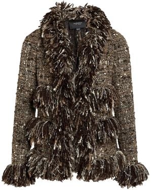 Giambattista Valli Bouclé-Jacke Mit Fransen - Braun