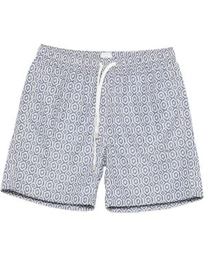 Eleventy Geometric-Pattern Swim Shorts - Blue
