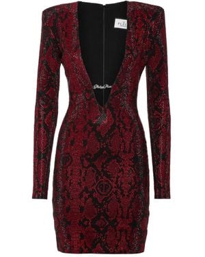Philipp Plein Minikleid Mit Schlangen-Print - Rot