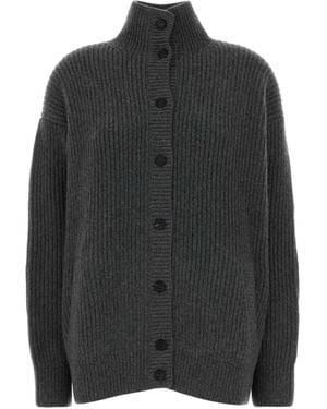 Prada Gerippter Cardigan mit Ellenbogen-Patches - Schwarz