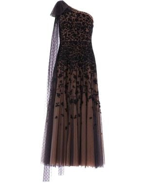 Needle & Thread Robe Mi-Longue Sylvia Rose À Une Épaule - Marron