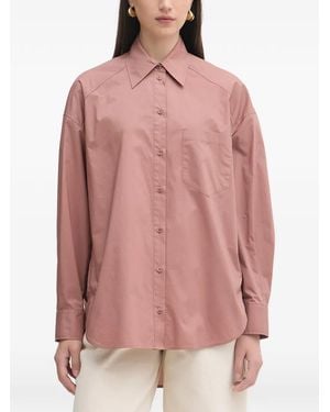 Patrizia Pepe Logo-Patch Oversized Shirt - Pink