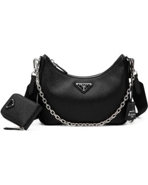 Prada Re-Edition 2005 Saffiano Schultertasche - Schwarz