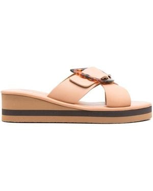 Ancient Greek Sandals Thais Slippers Met Sleehak - Roze
