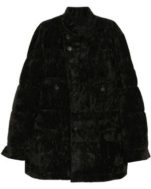 Yohji Yamamoto Linen Velvet Horizontal Padded Coat - Black