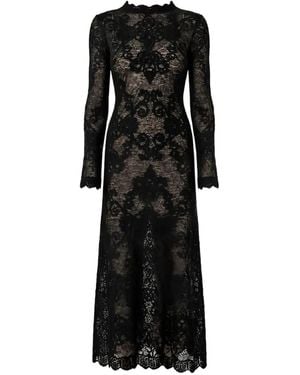 Twinset Long Jacquard Alpaca Blend Knit Dress - Black