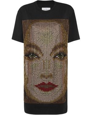 Philipp Plein Rhinestone-Embellished Jersey Dress - Black