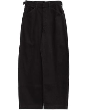 Lemaire Contrast-Stitch Straight-Leg Pants - Black