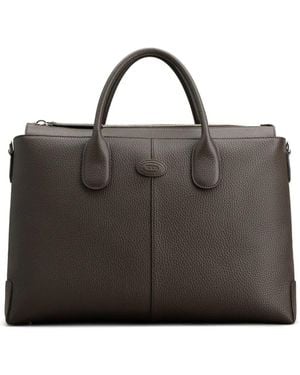 Tod's Porte-Documents En Cuir À Patch Logo - Marron