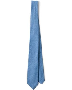 Prada Pointed-Tip Denim Tie - Blue