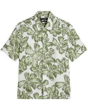 Marc O' Polo Floral-Print Short-Sleeve Shirt - Green