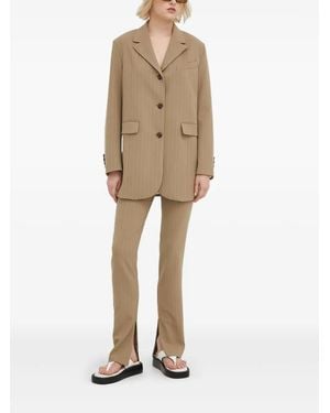 Samsøe & Samsøe Blazer Boutonné À Fines Rayures - Neutre