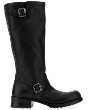 Prada Shard Stiefel Mit Schnallenriemen - Schwarz
