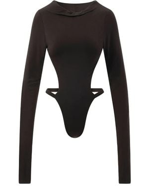 Entire studios Cutout Long-Sleeve Bodysuit - Black