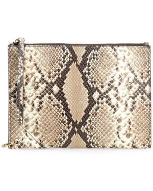 Chloé Spin Snakeskin-Effect Pouch - Natural