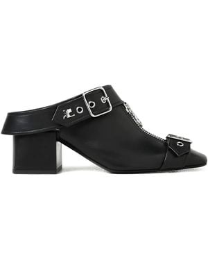 Courreges Gogo Buckle Mules - Black