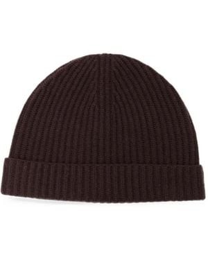 N.Peal Cashmere Bonnet En Maille Côtelée - Marron