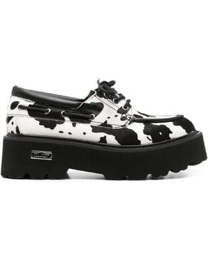 Cult Cow-Print Platform Loafers - Black