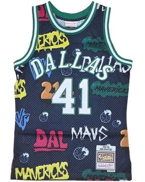 Mitchell & Ness Swingman Graffiti-Print Jersey - Blue