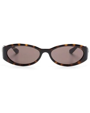 Gucci オーバルフレーム サングラス - ブラウン