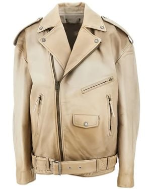 Golden Goose "Journey" Over Jacket Phoebe Treated Hand Dyed Leather - Natural