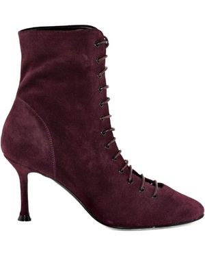 ALEVI Lace-Up Suede Ankle Boots - Purple
