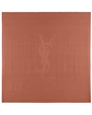 Saint Laurent Cassandre Square Scarf - Brown
