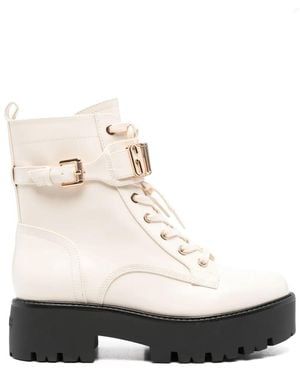 Guess ロゴ レースアップブーツ - ナチュラル