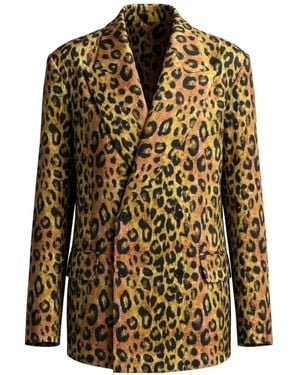 R13 Leopard-Print Double-Breasted Blazer - Metallic