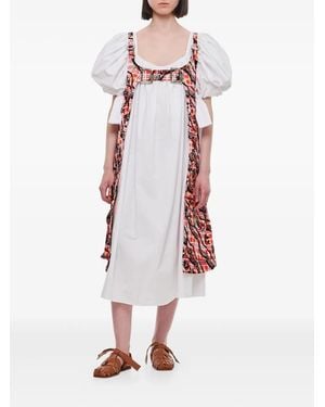 Chopova Lowena Puff-Sleeve Midi Dress - White