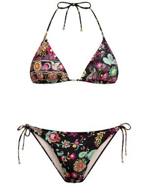 Miss Bikini Floral-Print Triangle Bikini - White
