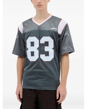 Ice & Techno Perforated-Panel Number Applique T-Shirt - Grey