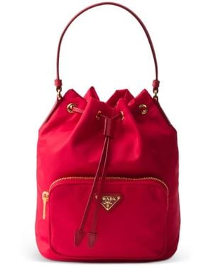 Prada Duet Re-Nylon Bucket Bag - Red