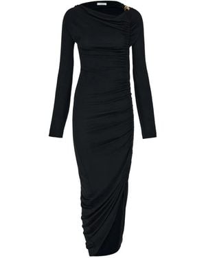 Ferragamo Boat-Neck Ruched Asymmetric Dress - Black