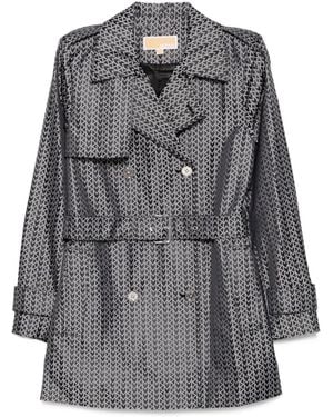 Michael Kors Mk2000 Jacquard-Logo Trench Coat - Grey