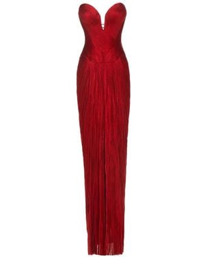 Maria Lucia Hohan Noor Pleated Lace-Up Maxi Dress - Red