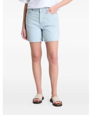 Calvin Klein Monogram-Embroidered Denim Shorts - Blue