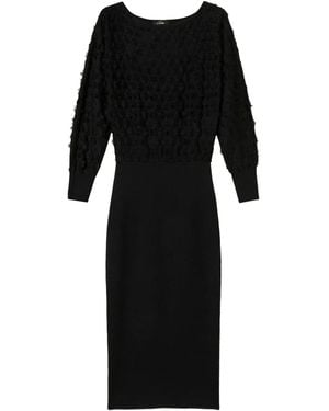 Twinset Textured-Fringe Midi Dress - Black