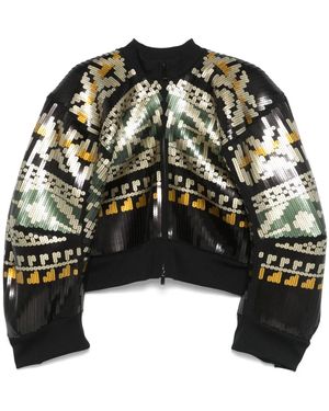 Sacai スパンコール ボンバージャケット - ブラック
