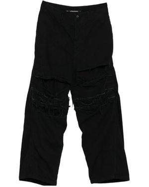 Julius Distressed Wide-Leg Jeans - Black